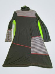 Mango Black Striped Turtleneck Dress