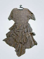 Brown Floral Ruffled Dress