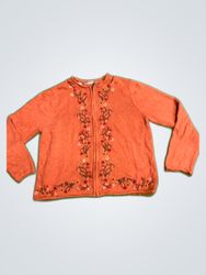 Croft & Barrow Orange Floral Embroidered Knit Card..
