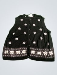 Russell Black Knit Snowflake Cardigan Vest