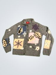 North Crest Holiday Lodge Patchwork Knit Cardigan