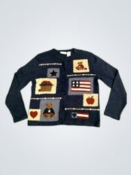 Croft & Barrow Patriotic Patch Cardigan Sweater