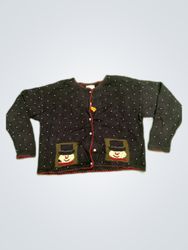 Christopher & Banks Hand Embroidered Snowman Cardi..