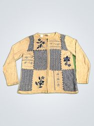 ALIA Patchwork Knit Cardigan