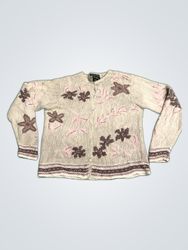 Eddie Bauer Garden Floral Handknit Cardigan