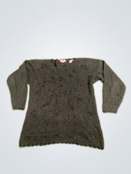 Selec ca Floral Beaded Knit Sweater