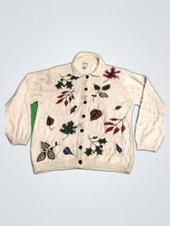 Alfred Dunner Embroidered Leaf Cardigan
