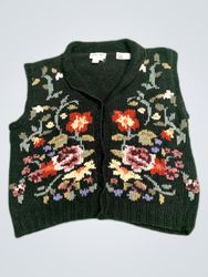 Jennifer Reed Floral Knit Cardigan Vest