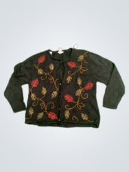 Crystal Love Embroidered Black Sweater