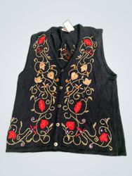 Bobbibrooks Embroidered Knit Cardigan Vest