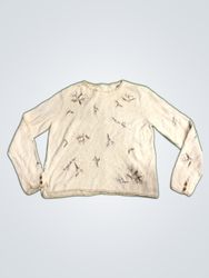 Embroidered Cream Knit Cardigan
