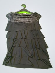 Black Ruffled Strapless Mini Dress