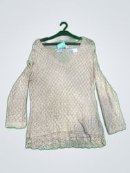 Mango Sheer V-Neck Knit Blouse