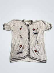 Gray Floral Short Sleeve Shirt