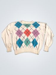 Unbranded Multicolor Argyle Knit Sweater