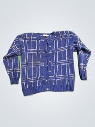 Cambridge Dry Goods Blue Plaid Knit Cardigan