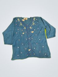 Blue Embroidered Sweater