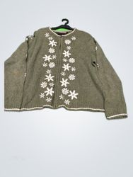 Croft & Barrow Green Snowflake Cardigan