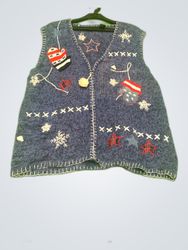 One Resource Blue Knit Cardigan Vest