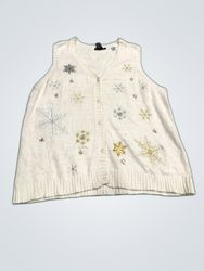 Colete de Tricô Bordado Snowflake Reference Point