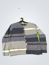 Cascade Blues Patchwork Knit Cardigan