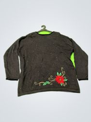 Victoria Jones Black Embroidered Knit Sweater