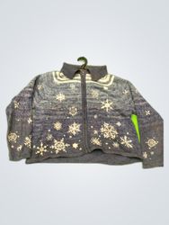 Tiara Snowflake Embroidered Zip-Up Knit Cardigan