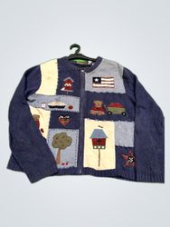 Croft & Barrow Patchwork Knit Cardigan