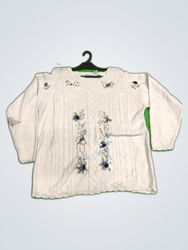 White Floral Knit Sweater