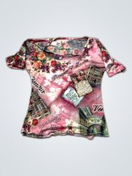 Pink Floral Short Sleeve Top