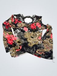 Printed Embroidered Lace Blouse