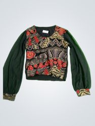 Blouse with Red and Gold Pattern