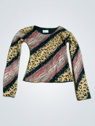 DKNY Leopard Print Long Sleeve Blouse