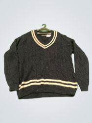 Brandy Melville Navy V-Neck Cable Knit Sweater