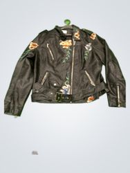 Black Floral Leather Jacket