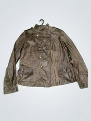 Brown Leather Military Jacket