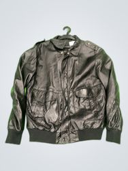 Gala Black Leather Bomber Jacket