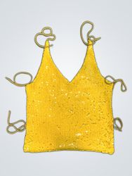 Upcycled Yellow Sequined Top