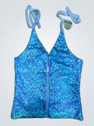 Upcycled Blue Sequin Top
