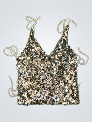 Upcycled Unbranded Silver Sequin Cami Top