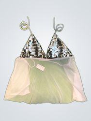 Upcycling Pailletten Weißes Oberteil