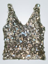Upcycled Unbranded Silber Pailletten Top