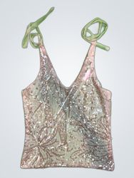 Upcycled Pink Sequined Top