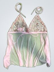 Upcycled Pink Mesh Halter Top