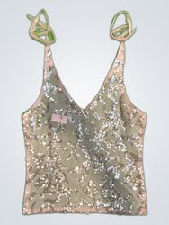 Upcycled Pink Sequined Top