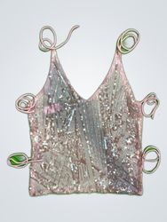 Upcycled Pink Sequined Top