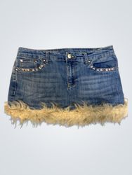 Upcycled Christopher & Banks Denim Mini Skirt with..