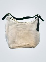 Suede Handbag with Black Strap