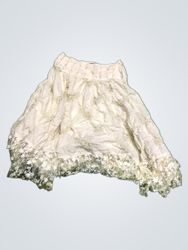 Vila Cream Lace Trimmed Midi Skirt