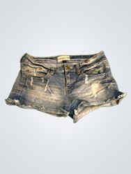 Bershka Denim Basics Distressed Jean Shorts